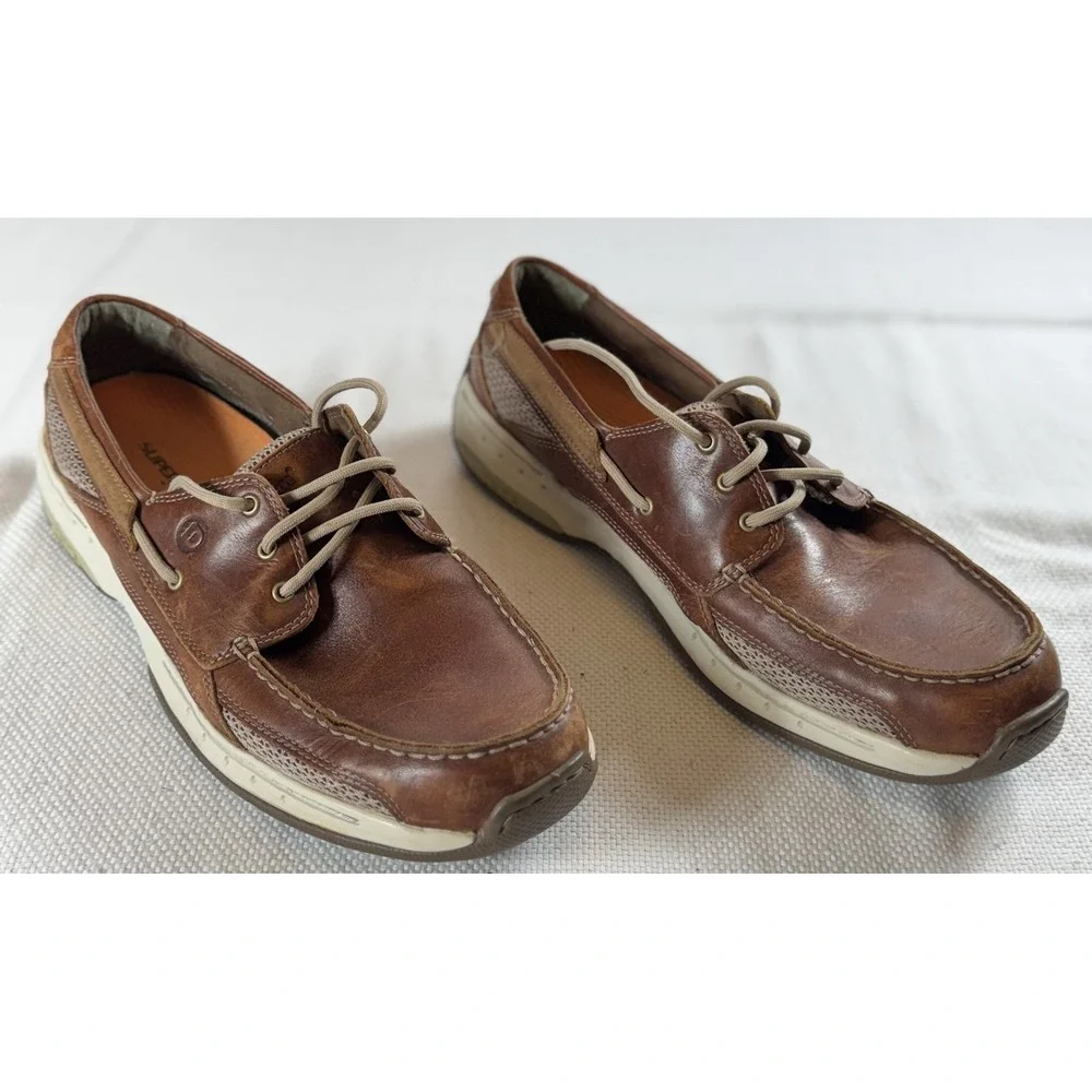 Dunham Shoes Mens Size 11.5 D Brown Leather Boat Style Walking‎ Comfort Rollbar